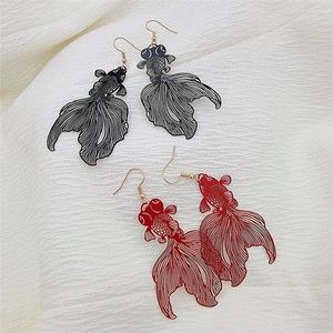 Koi Goldfish, Lightweight Red Metal Fish Earrings, New
